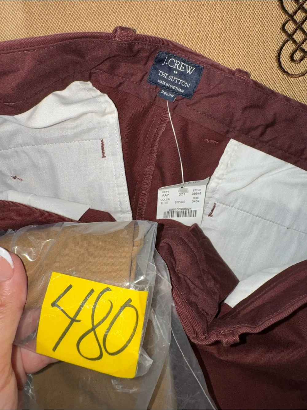 J.Crew NWT! Men'S The Sutton Slim Fit Pants In Burgundy Size 34
